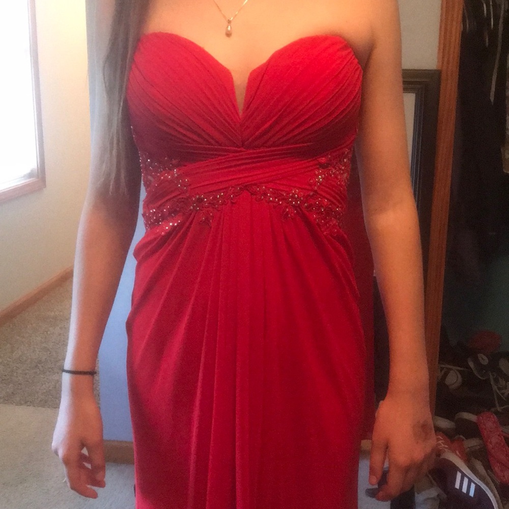 Red Sequenced Prom dress